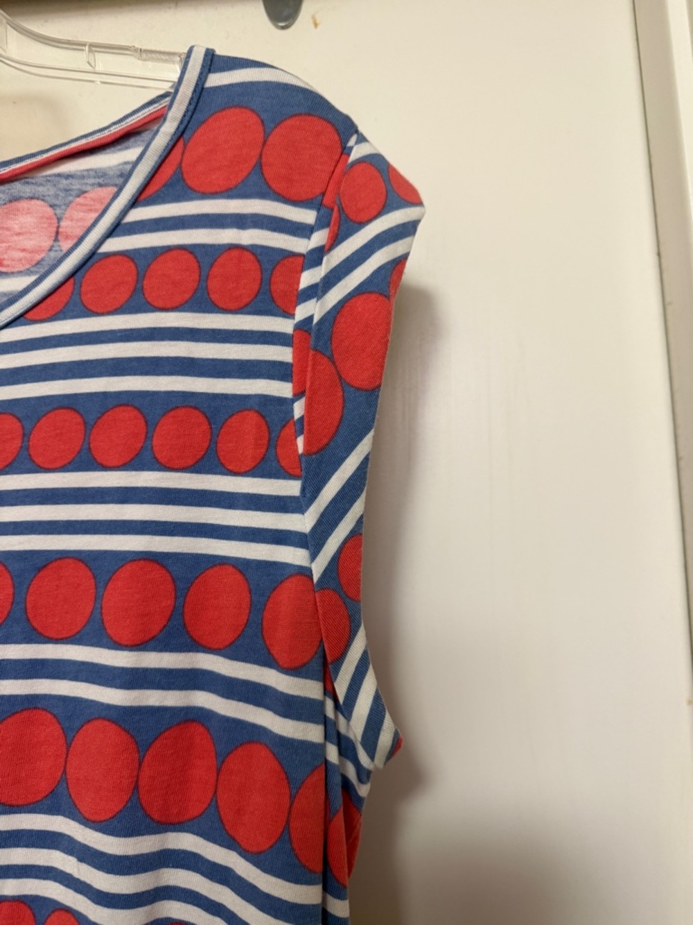 Boden sleeveless, cotton-blend "Blackberry" navy/red/white  jersey day dress 10L - Picture 4 of 7